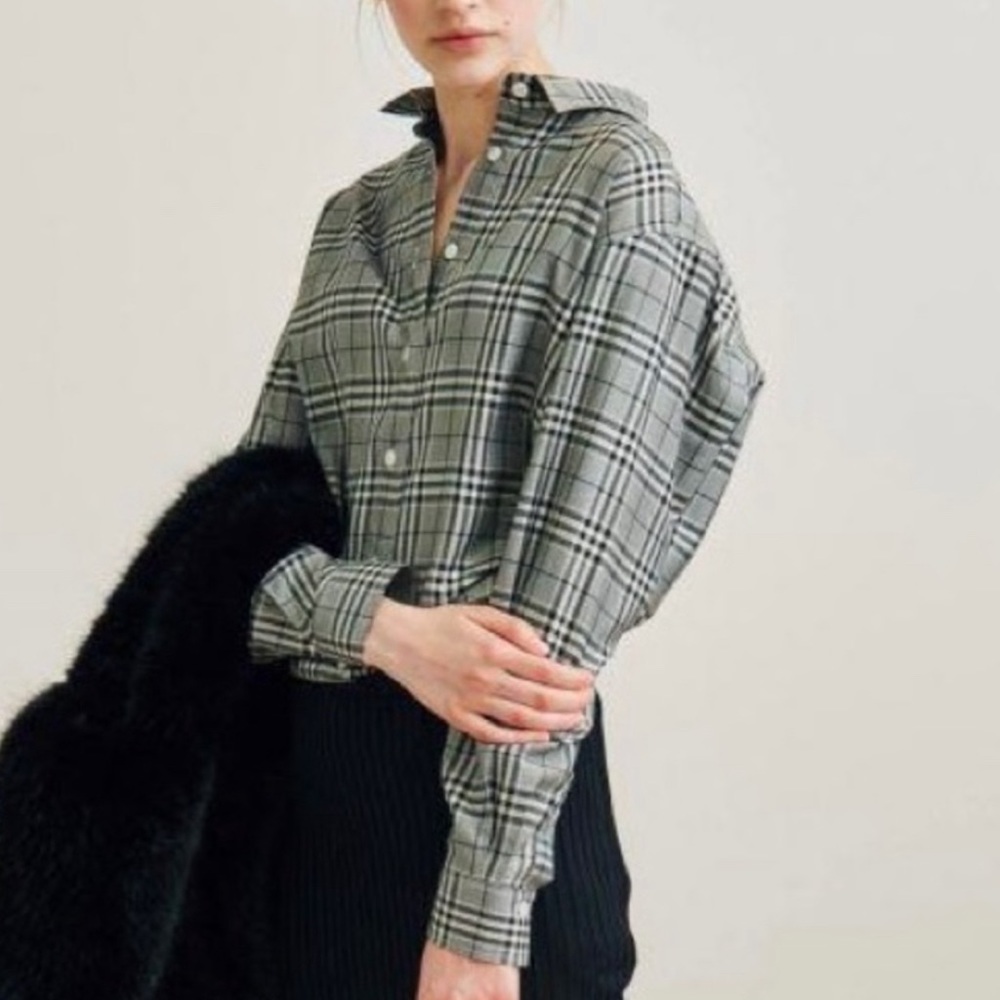 Toteme Capri Grey Plaid Button Down Shirt Small S